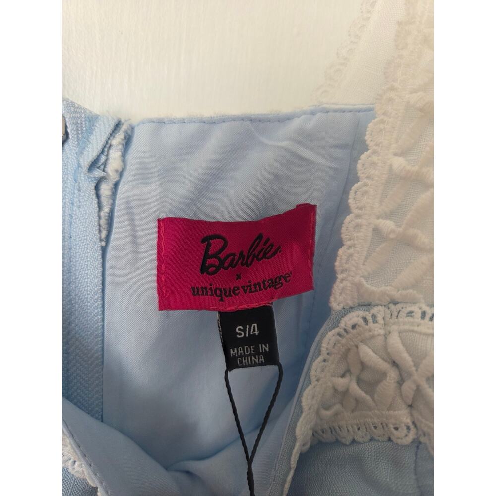 Barbie™ x Unique Vintage Blue & White Suburban Shopper Sundress Small 4 NWT - Picture 7 of 11